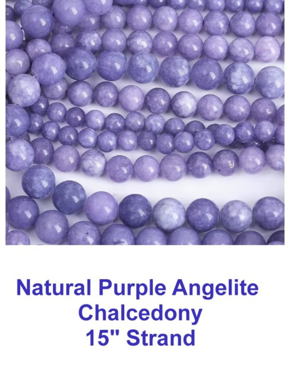 Natural Purple Angelite Chalcedony  15" Strand